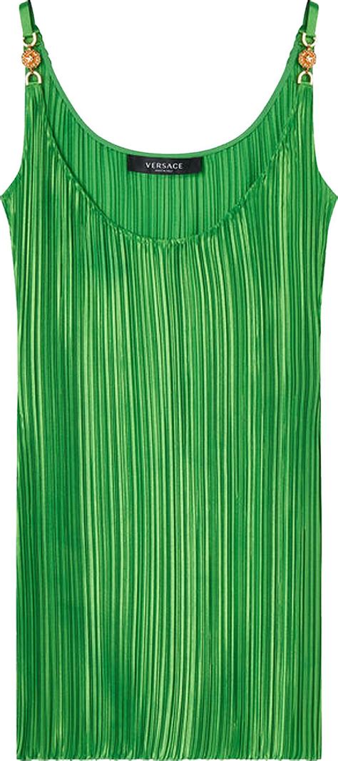 versace black dress green|Versace pleated dress.